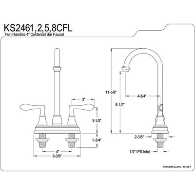 Kingston Brass Century Oil Rubbed Bronze 4" Bar Faucet KS2465CFL