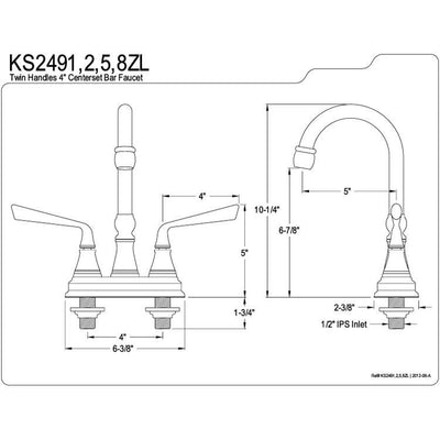 Kingston Brass Silver Sage Chrome Bar Sink Convenience Faucet KS2491ZL