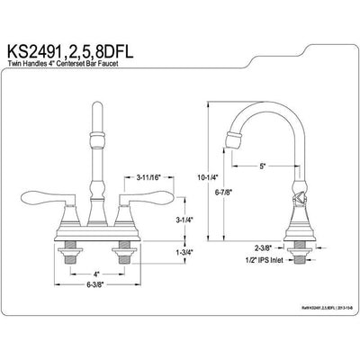 Kingston Brass Polished Brass NuFrench 4" bar / prep sink faucet KS2492DFL