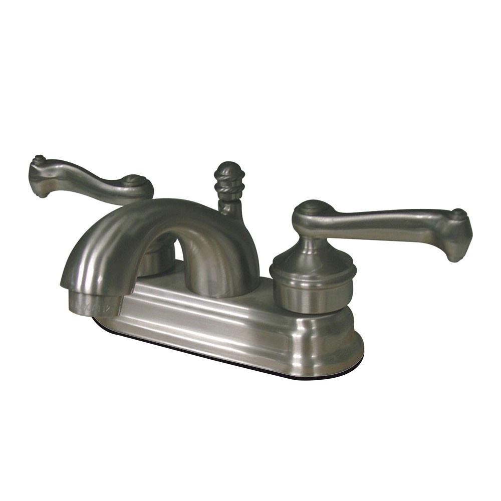 Kingston Satin Nickel 2 Handle 4" Centerset Bathroom Faucet w Pop-up KS2608FL