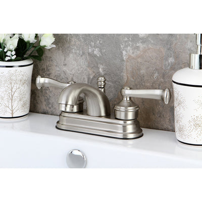 Kingston Satin Nickel 2 Handle 4" Centerset Bathroom Faucet w Pop-up KS2608FL