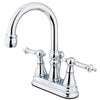 Kingston Brass Chrome 2 Handle 4" Centerset Bathroom Faucet w Pop-up KS2611TL