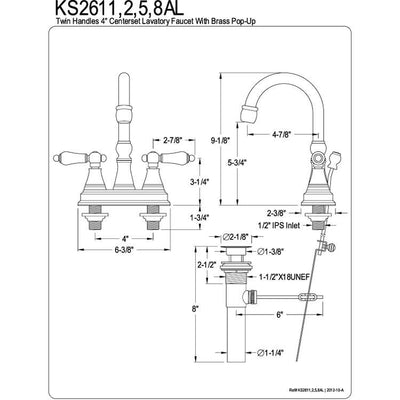 Kingston Oil Rubbed Bronze 2 Handle 4" Centerset Bathroom Faucet KS2615AL