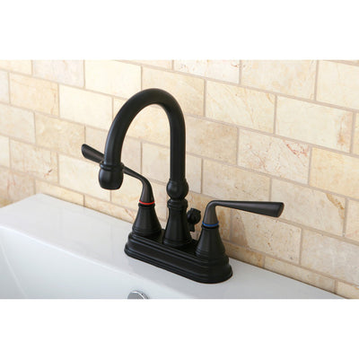 Kingston Silver Sage Oil Rubbed Bronze 4" Centerset Bathroom Faucet KS2615ZL