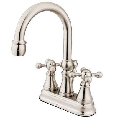 Kingston Satin Nickel 2 Handle 4" Centerset Bathroom Faucet w Pop-up KS2618KX