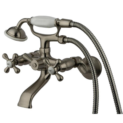 Kingston Satin Nickel Tub wall Mount Clawfoot tub Faucet w Hand Shower KS265SN