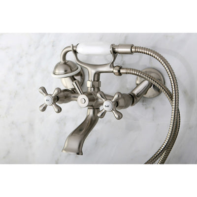 Kingston Brass Satin Nickel Wall Mount Clawfoot Tub Faucet w Hand Shower KS266SN