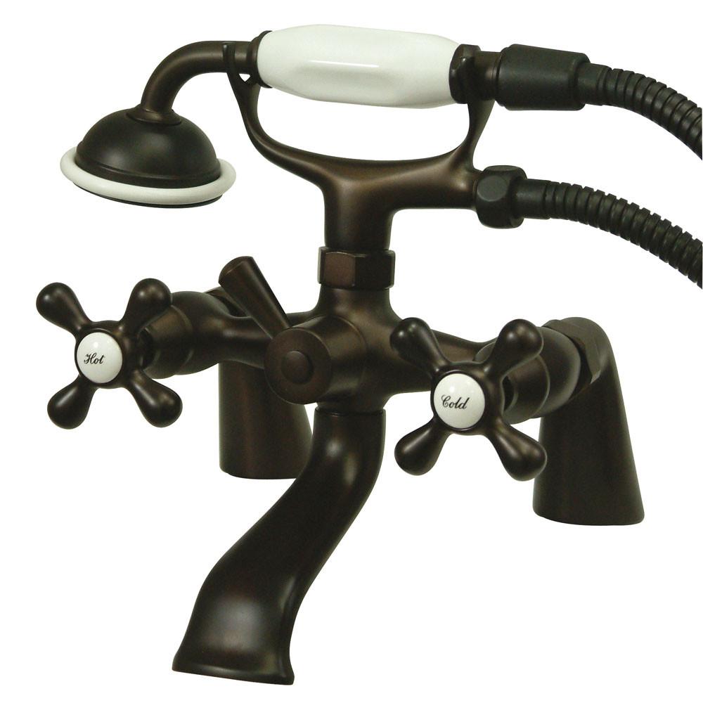 Kingston Oil Rubbed Bronze Deck Mount Clawfoot Tub Faucet w Hand Shower KS267ORB