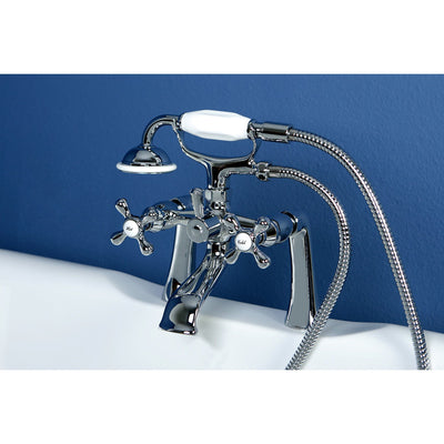 Kingston Brass Chrome Deck Mount Clawfoot Tub Faucet w Hand Shower KS268C