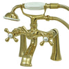 Kingston Polished Brass Deck Mount Clawfoot Tub Faucet w Hand Shower KS268PB