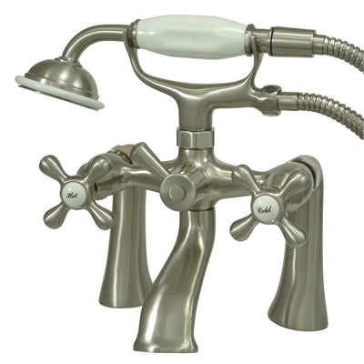 Kingston Brass Satin Nickel Deck Mount Clawfoot Tub Faucet w Hand Shower KS268SN