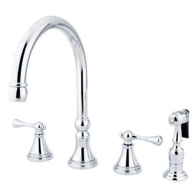 Kingston Brass Chrome 8" Deck Mount Kitchen Faucet with Brass Sprayer KS2791BLBS