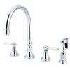 Kingston Brass Chrome 8" Deck Mount Kitchen Faucet with Brass Sprayer KS2791PLBS