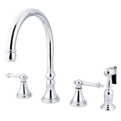 Kingston Brass Chrome 8" Deck Mount Kitchen Faucet with Brass Sprayer KS2791TLBS