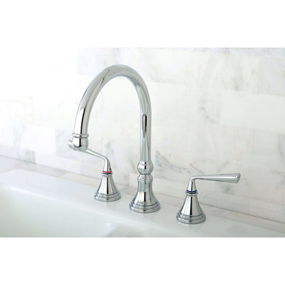 Kingston Silver Sage Chrome Widespread Kitchen Faucet Without Sprayer KS2791ZLLS