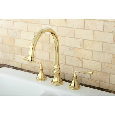 Kingston Polished Brass Widespread Kitchen Faucet Without Sprayer KS2792ZLLS