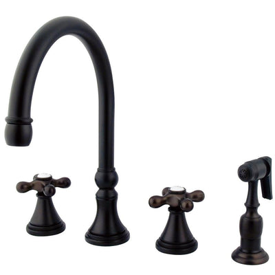 Kingston Oil Rubbed Bronze 8" Deck Mount Kitchen Faucet w Sprayer KS2795AXBS