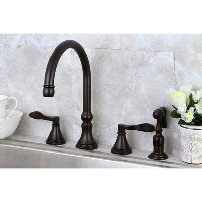 Kingston Oil Rubbed Bronze NuFrench 8" kitchen faucet w/sprayer KS2795DFLBS