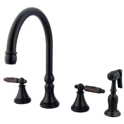 Kingston Oil Rubbed Bronze 8" Deck Mount Kitchen Faucet w Sprayer KS2795GLBS