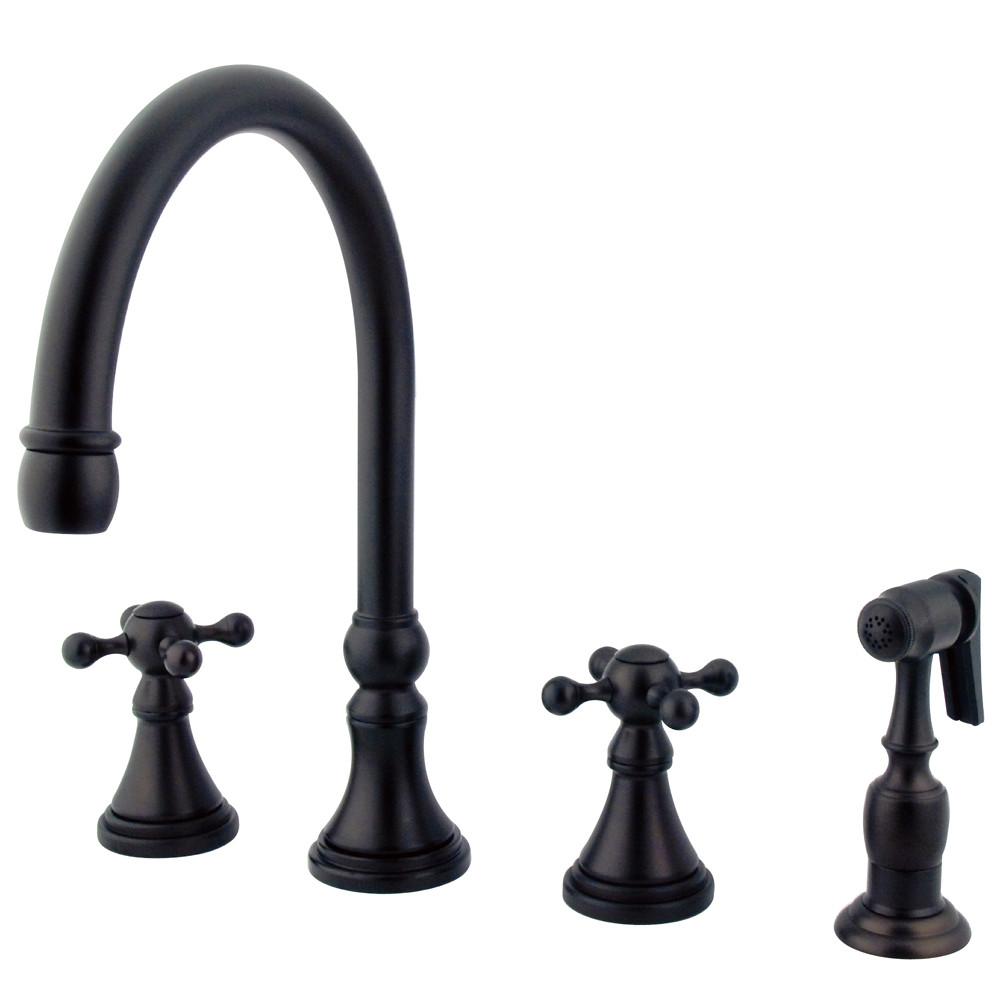 Kingston Oil Rubbed Bronze 8" Deck Mount Kitchen Faucet w Sprayer KS2795KXBS