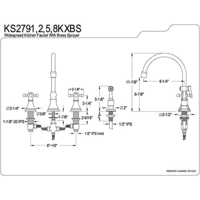 Kingston Oil Rubbed Bronze 8" Deck Mount Kitchen Faucet w Sprayer KS2795KXBS