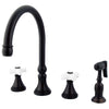 Kingston Oil Rubbed Bronze 8" Deck Mount Kitchen Faucet w Sprayer KS2795PXBS