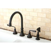 Kingston Oil Rubbed Bronze Widespread Kitchen Faucet With Sprayer KS2795ZLBS