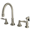 Kingston Satin Nickel NuFrench 8" kitchen faucet w/ sprayer KS2798DFLBS