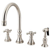 Kingston Satin Nickel 8" Deck Mount Kitchen Faucet with Brass Sprayer KS2798KXBS