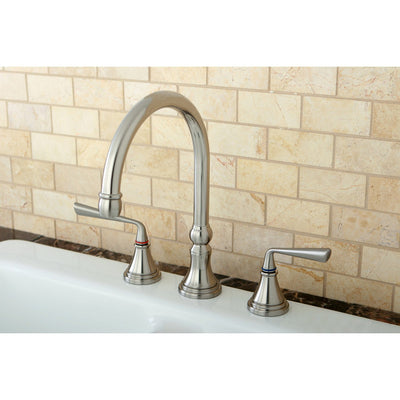 Kingston Silver Sage Satin Nickel Widespread Kitchen Faucet KS2798ZLLS