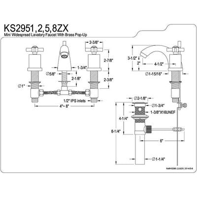 Kingston Brass KS2951ZX Mini Widespread Bathroom Faucet Polished Chrome