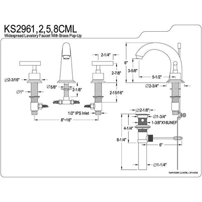 Kingston Chrome Manhattan widespread Bathroom faucet with drain KS2961CML