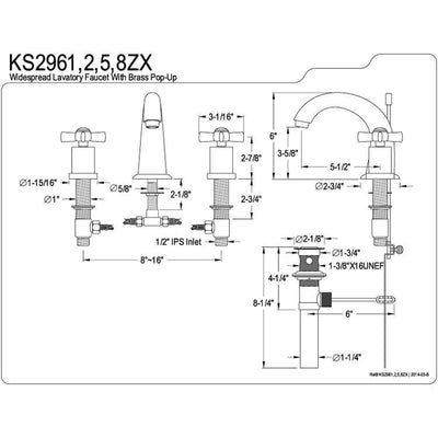 Kingston Brass KS2961ZX Widespread Bathroom Faucet Polished Chrome