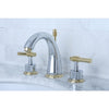 Kingston Chrome/Polished Brass 2 Handle Widespread Bathroom Faucet KS2964ML