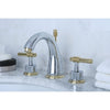 Kingston Chrome/Polished Brass 2 Handle Widespread Bathroom Faucet KS2964ML