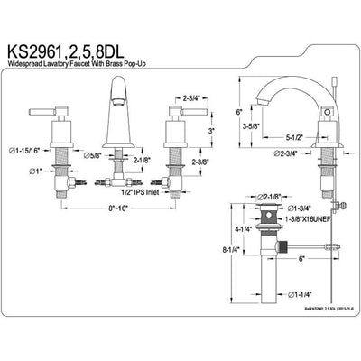 Oil Rubbed Bronze Two Handle Widespread Bathroom Faucet w/ Brass Pop-Up KS2965DL