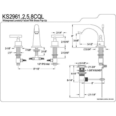 Kingston Brass Claremont Satin Nickel Widespread Bathroom Faucet KS2968CQL