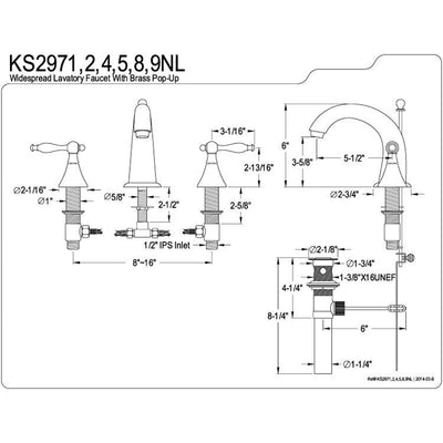 Kingston Oil Rubbed Bronze 2 Handle Widespread Bathroom Faucet w Pop-up KS2975NL