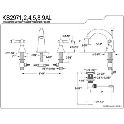 Kingston Satin Nickel 2 Handle Widespread Bathroom Faucet w Pop-up KS2978AL