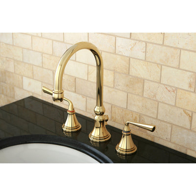 Kingston Silver Sage Polished Brass Widespread Bathroom Faucet W Drain KS2982ZL