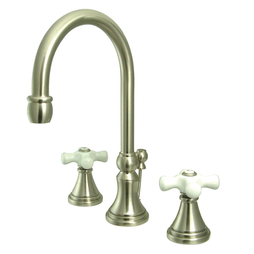 Kingston Satin Nickel 2 Handle Widespread Bathroom Faucet w Pop-up KS2988PX