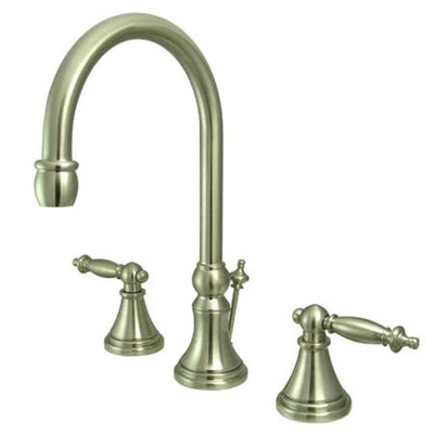 Kingston Satin Nickel 2 Handle Widespread Bathroom Faucet w Pop-up KS2988TL