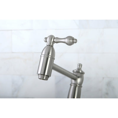 Kingston Brass Lever Handle Satin Nickel Kitchen Pot Filler Faucet KS3108AL