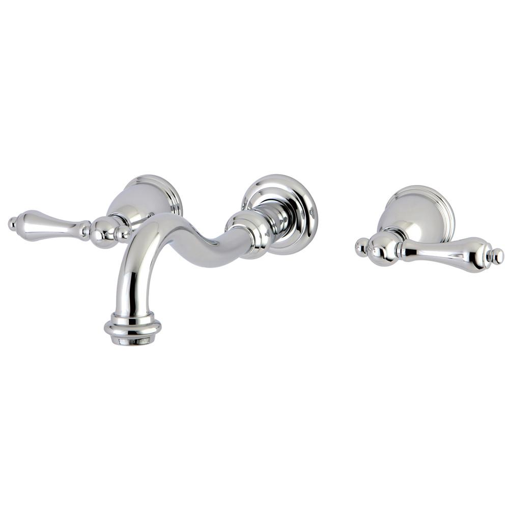 Kingston Brass Metal Lever Handle Chrome Bathroom Wall Mount Faucet KS3121AL