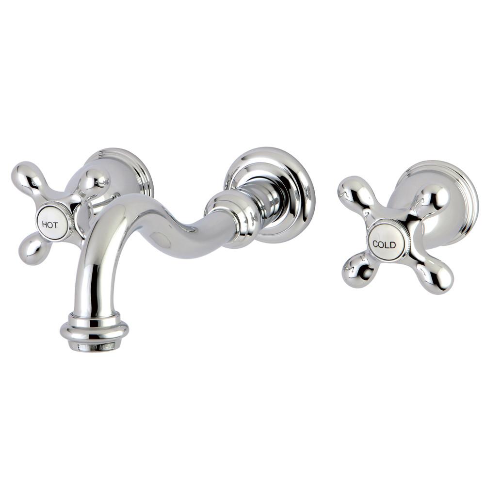 Kingston Brass Metal Cross Handle Chrome Bathroom Wall Mount Faucet KS3121AX