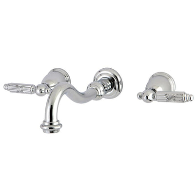 Kingston Brass Metal Lever Handle Chrome Bathroom Wall Mount Faucet KS3121GL