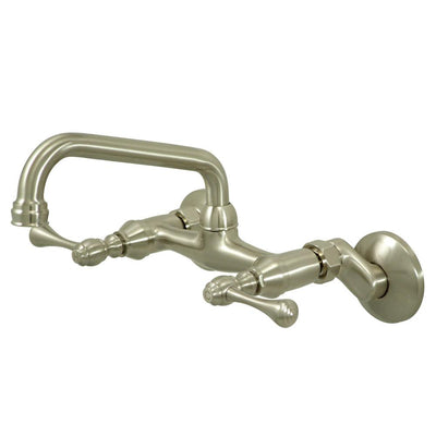 Kingston Brass Satin Nickel Magellan 2 handle wall mount kitchen faucet KS313SN