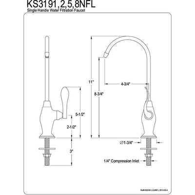 Kingston Oil Rubbed Bronze NuWave French 1/4 turn water filter faucet KS3195NFL