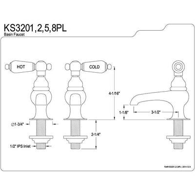 Kingston Brass Chrome Basin Sink Vintage Style Bathroom Faucet KS3201PL