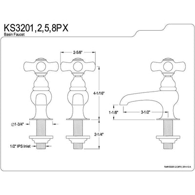 Kingston Brass Chrome Basin Sink Vintage Style Bathroom Faucet KS3201PX